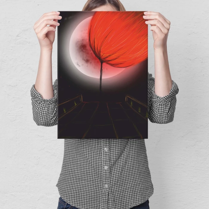 Plakat metalowy Orange moon Prezent