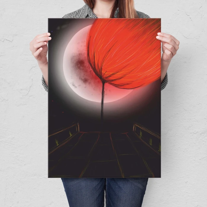 Plakat metalowy Orange moon Prezent