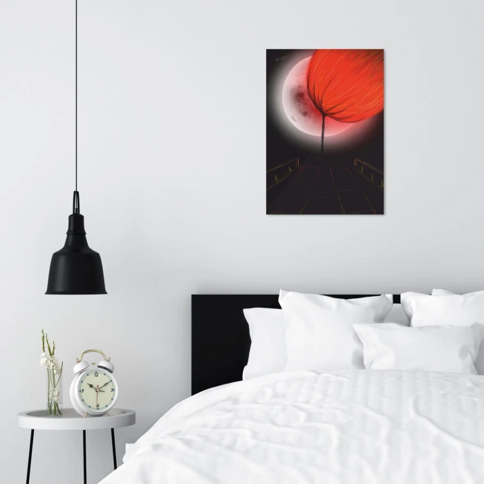 Plakat metalowy Orange moon Prezent