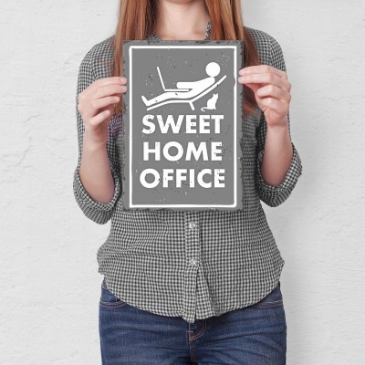 Plakat metalowy Sweet home office Prezent