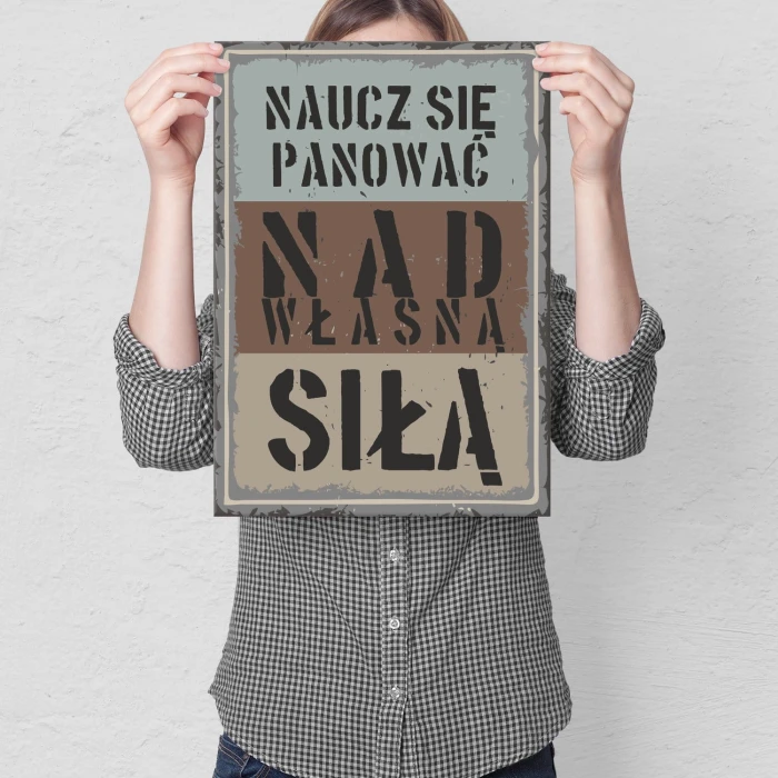 Plakat metalowy Naucz się panować Prezent