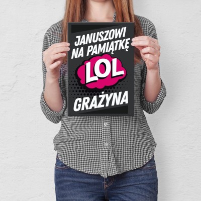 Plakat metalowy Januszowi Grażyna Prezent