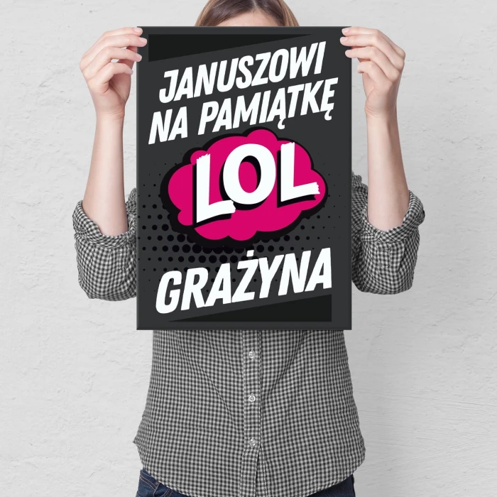 Plakat metalowy Januszowi Grażyna Prezent
