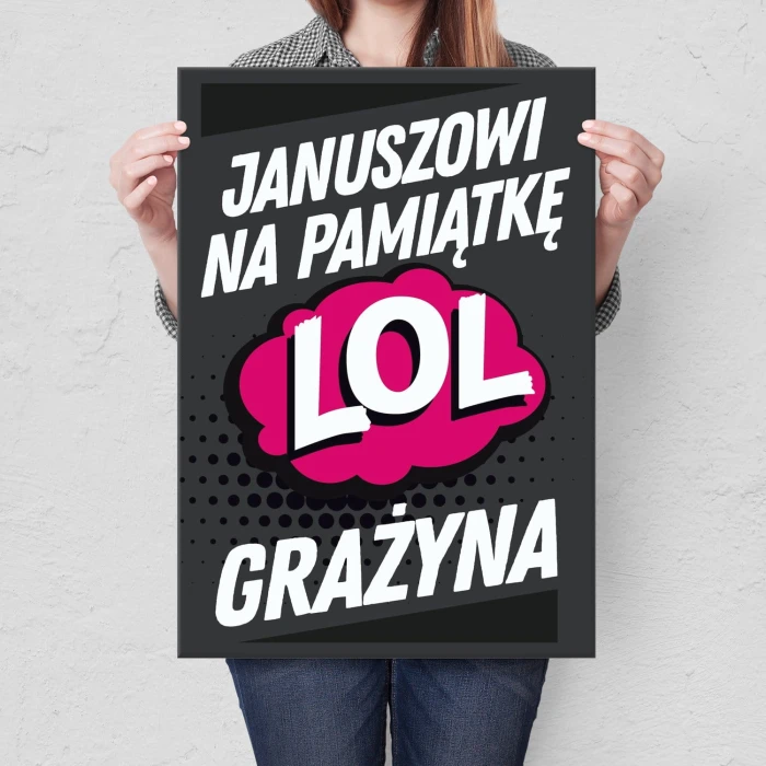 Plakat metalowy Januszowi Grażyna Prezent