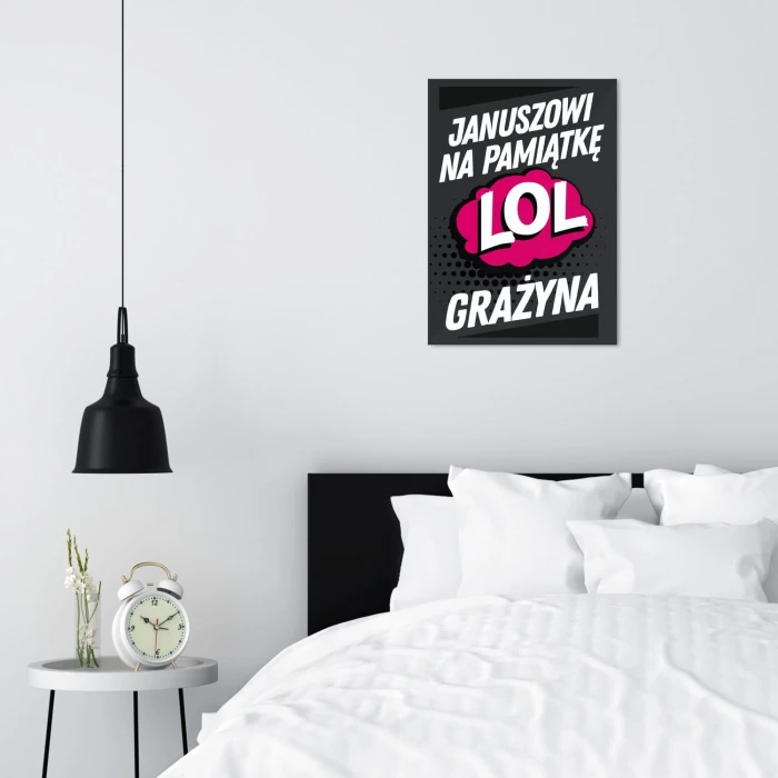 Plakat metalowy Januszowi Grażyna Prezent