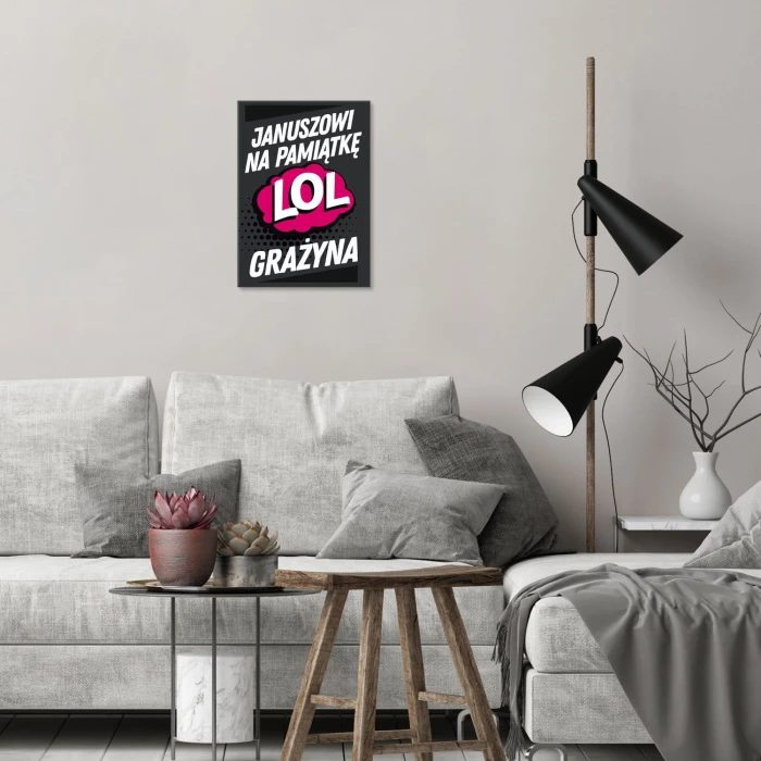 Plakat metalowy Januszowi Grażyna Prezent