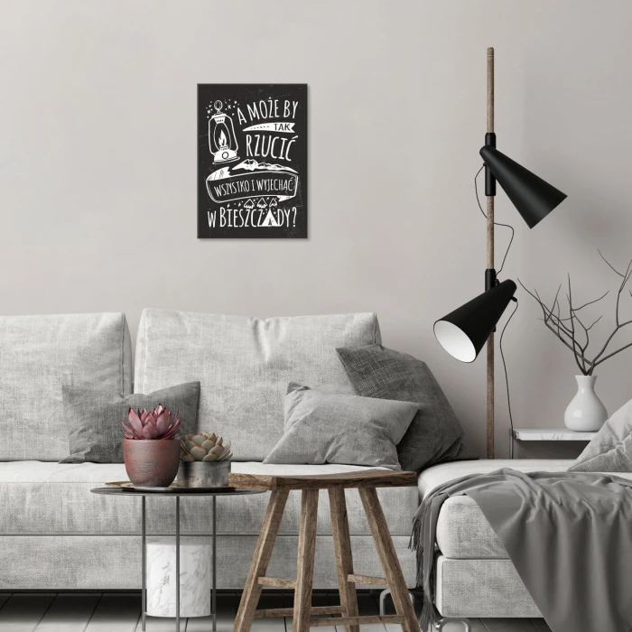Plakat metalowy Wyjechać w Bieszczady typo Prezent