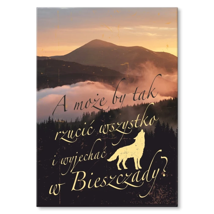 Plakat metalowy Wyjechać w Bieszczady góry Prezent