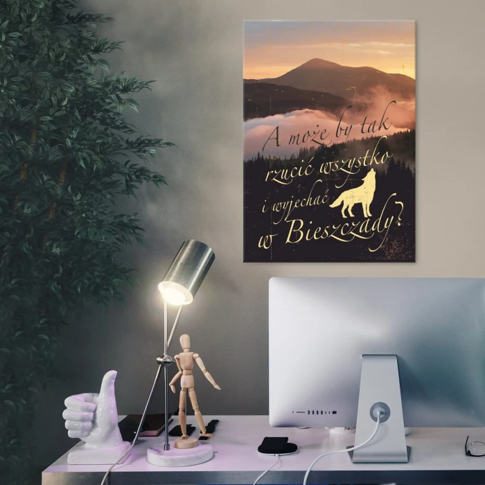 Plakat metalowy Wyjechać w Bieszczady góry Prezent