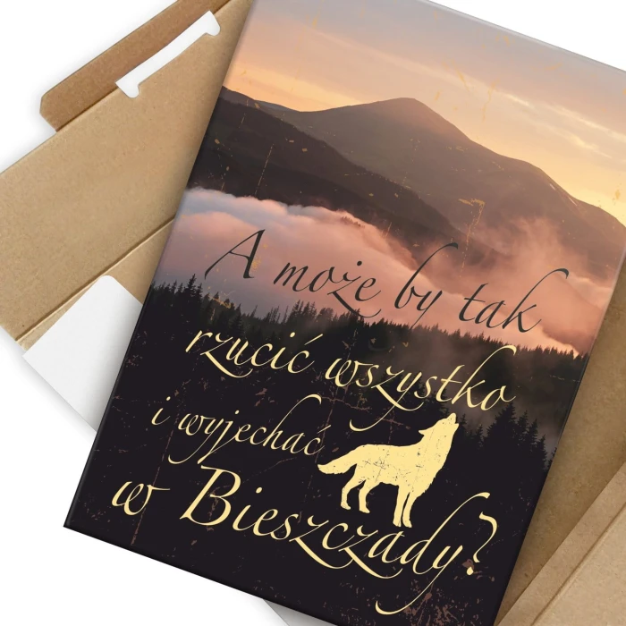 Plakat metalowy Wyjechać w Bieszczady góry Prezent