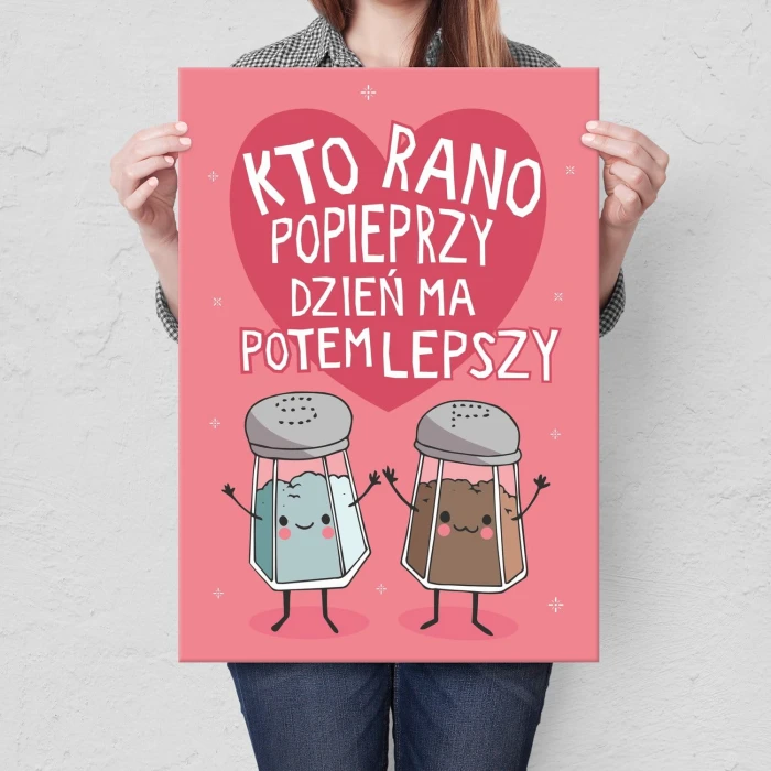 Plakat metalowy Kto rano popieprzy Prezent