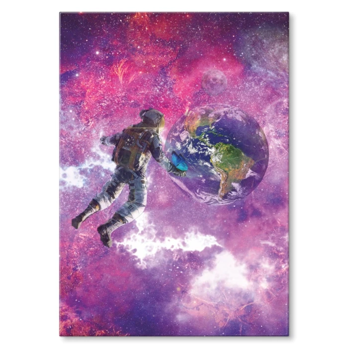 Plakat metalowy Pink astronaut Prezent