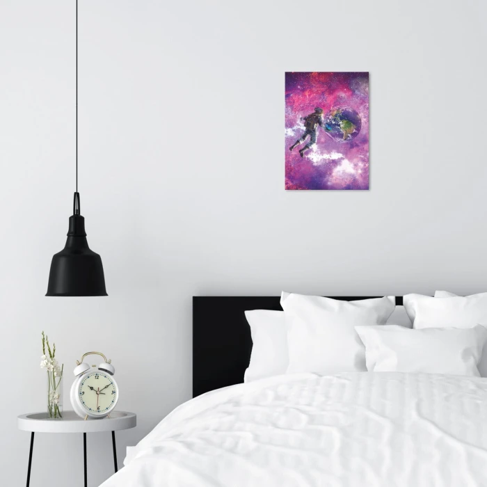 Plakat metalowy Pink astronaut Prezent