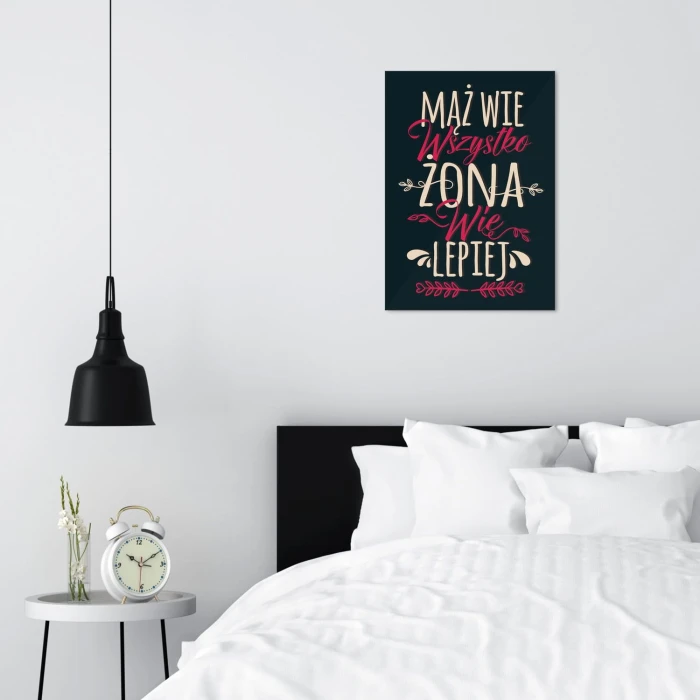 Plakat metalowy Mąż wie wszytsko Prezent