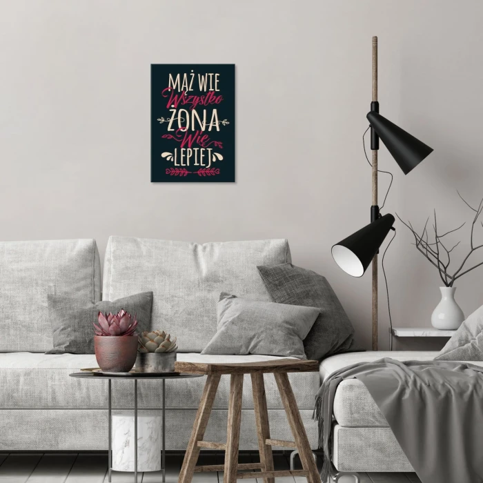 Plakat metalowy Mąż wie wszytsko Prezent