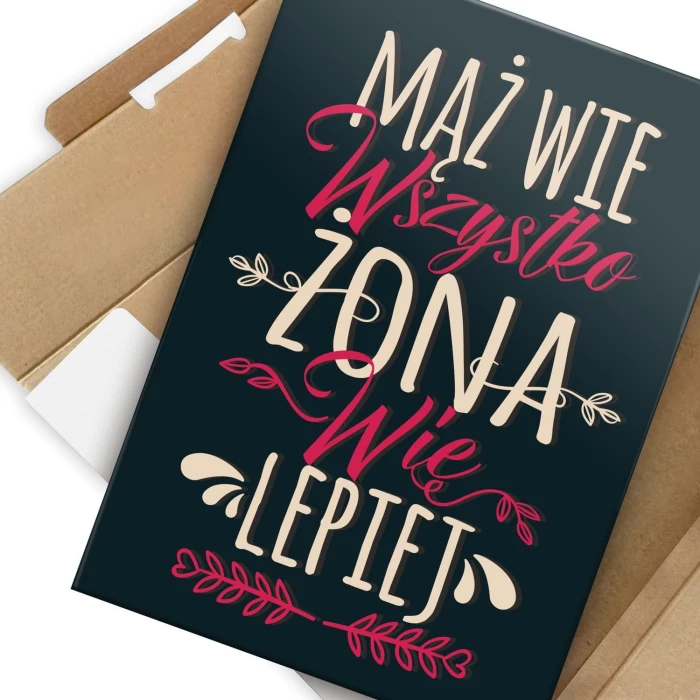 Plakat metalowy Mąż wie wszytsko Prezent