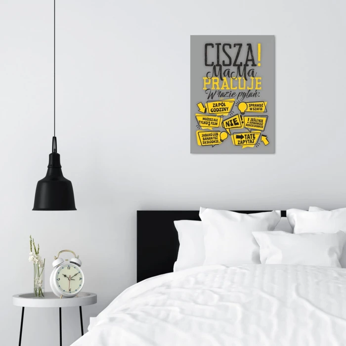 Plakat metalowy Mama pracuje ! Prezent
