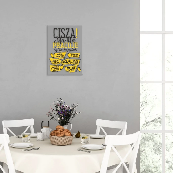 Plakat metalowy Mama pracuje ! Prezent