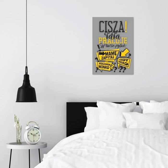 Plakat metalowy Tata pracuje Prezent