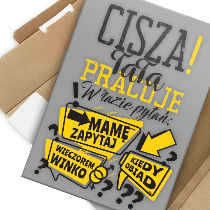 Plakat metalowy Tata pracuje Prezent