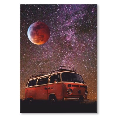 Plakat metalowy Moon car Prezent
