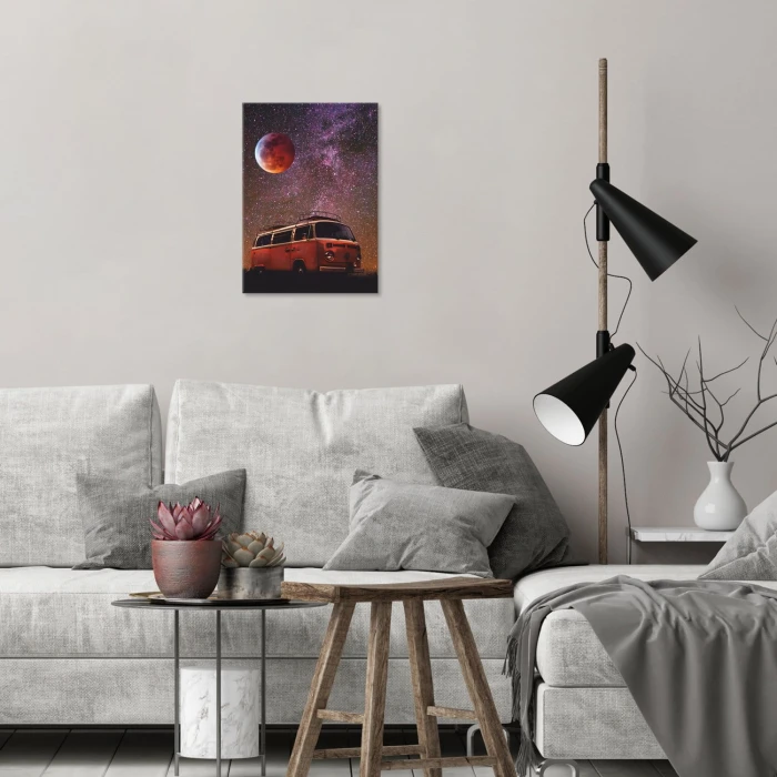 Plakat metalowy Moon car Prezent