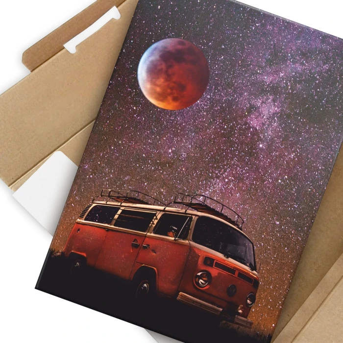 Plakat metalowy Moon car Prezent