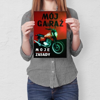 Plakat metalowy Mój garaż MZ Prezent