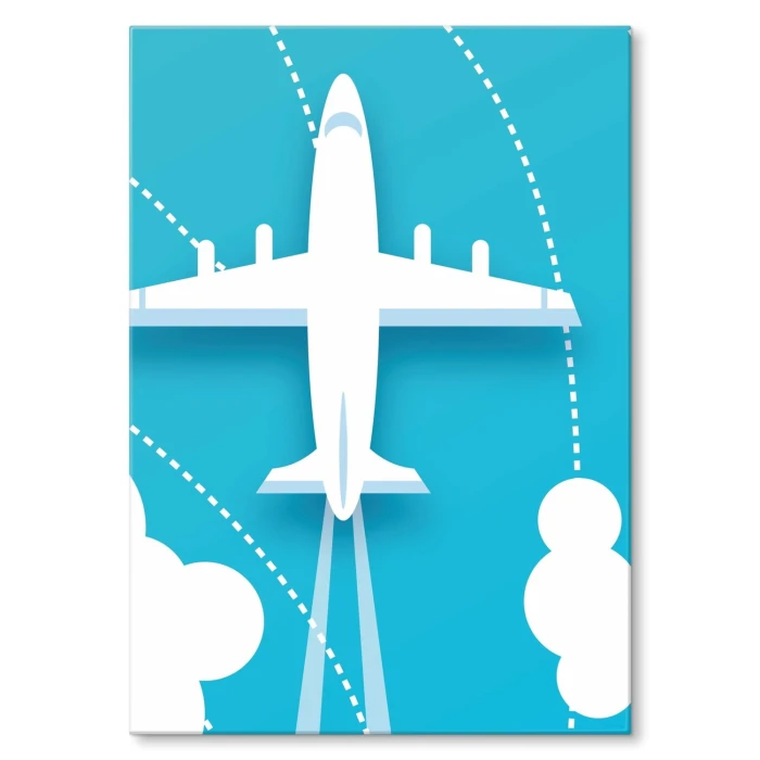 Plakat metalowy Biały samolot Prezent