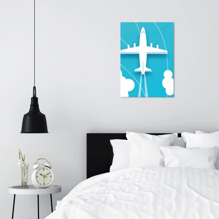 Plakat metalowy Biały samolot Prezent