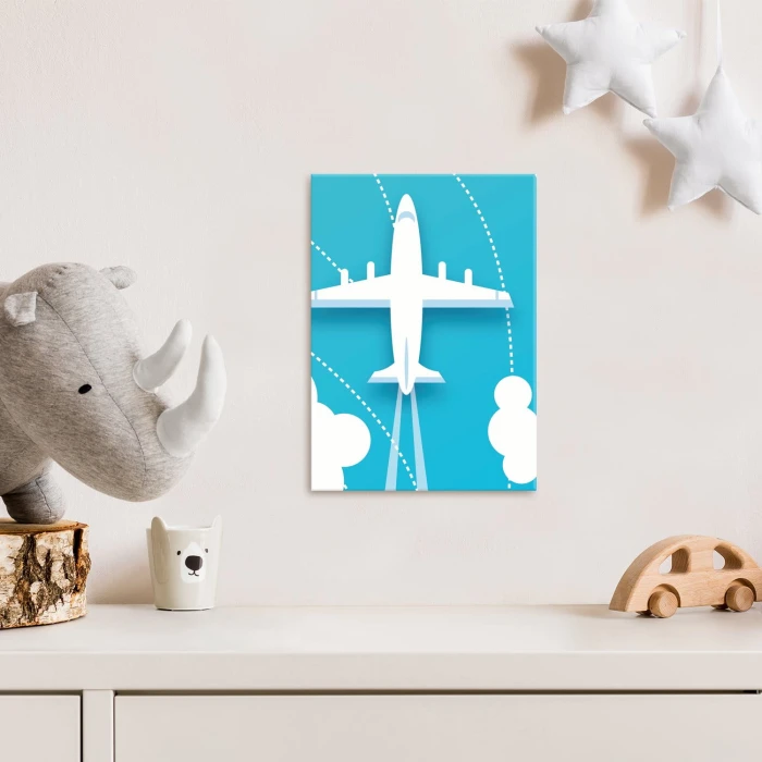 Plakat metalowy Biały samolot Prezent