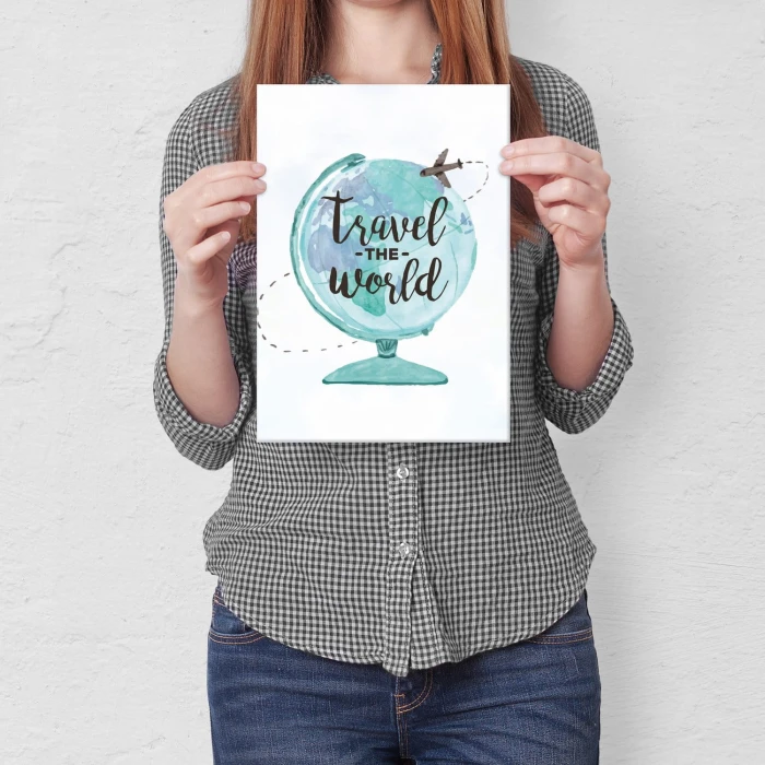 Plakat metalowy Travel the world Prezent