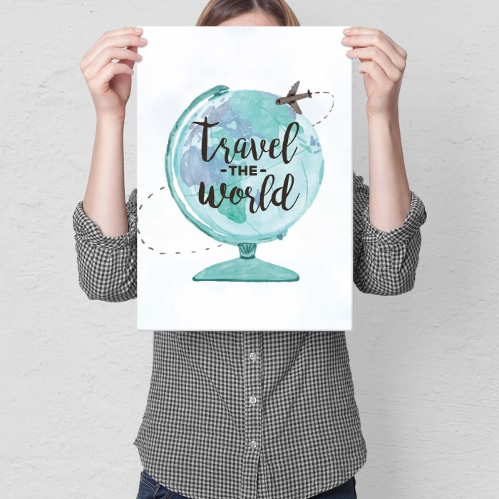Plakat metalowy Travel the world Prezent
