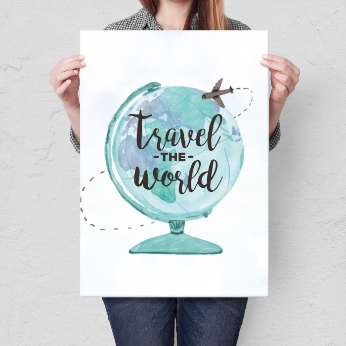 Plakat metalowy Travel the world Prezent