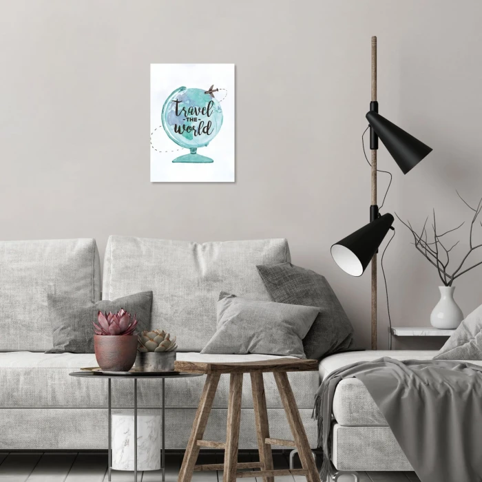 Plakat metalowy Travel the world Prezent