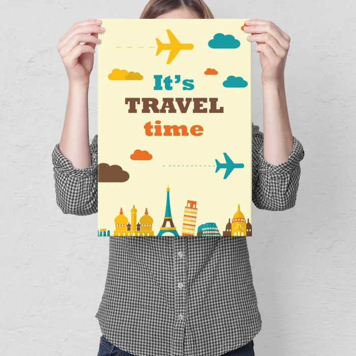 Plakat metalowy Its travel time Prezent