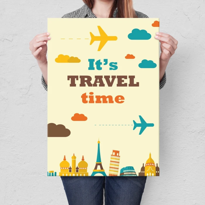 Plakat metalowy Its travel time Prezent
