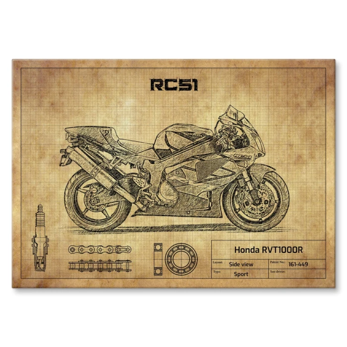 Plakat metalowy Honda RVT1000R Prezent