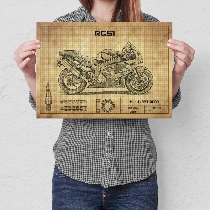 Plakat metalowy Honda RVT1000R Prezent