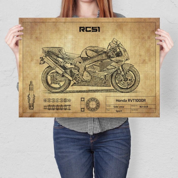 Plakat metalowy Honda RVT1000R Prezent