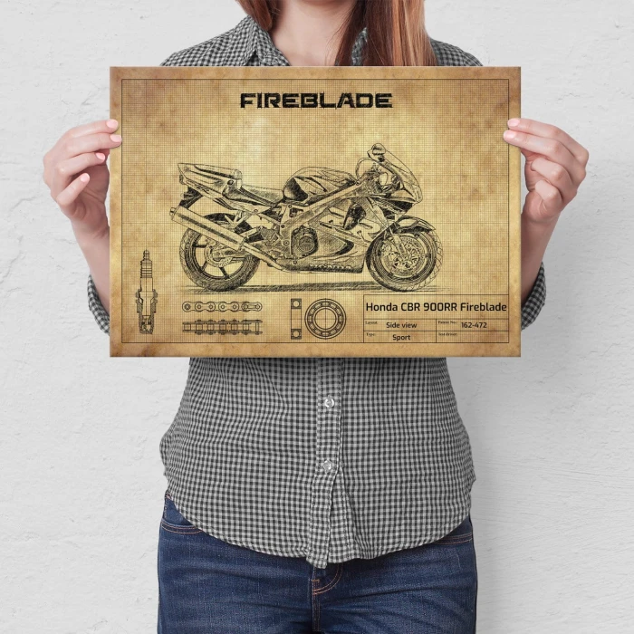 Plakat metalowy Honda CBR 900RR Fireblade Prezent