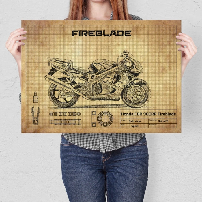 Plakat metalowy Honda CBR 900RR Fireblade Prezent