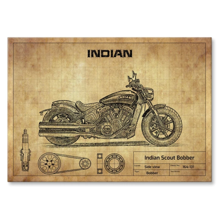 Plakat metalowy Indian Scout Bobber Prezent