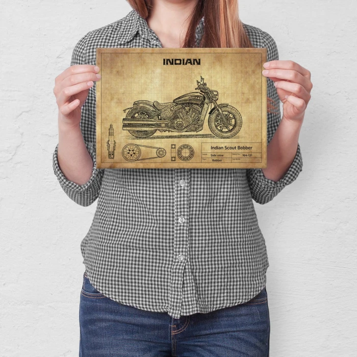 Plakat metalowy Indian Scout Bobber Prezent