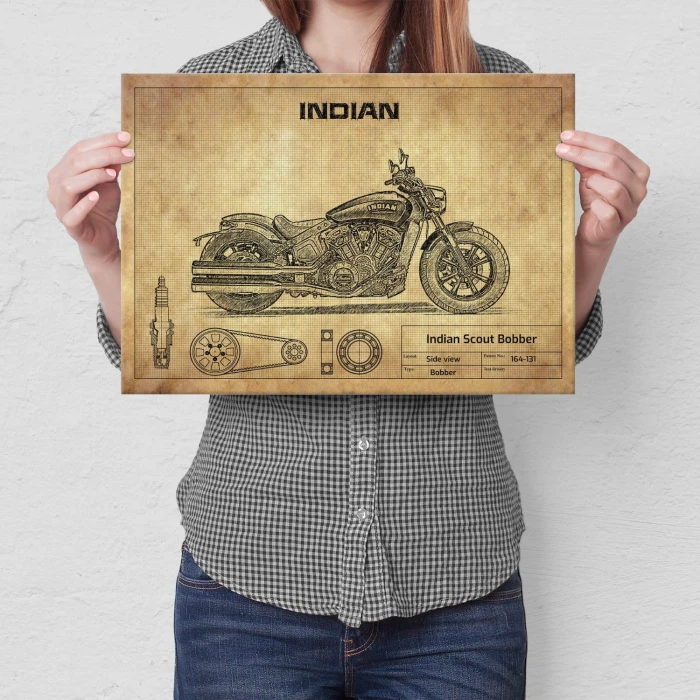 Plakat metalowy Indian Scout Bobber Prezent