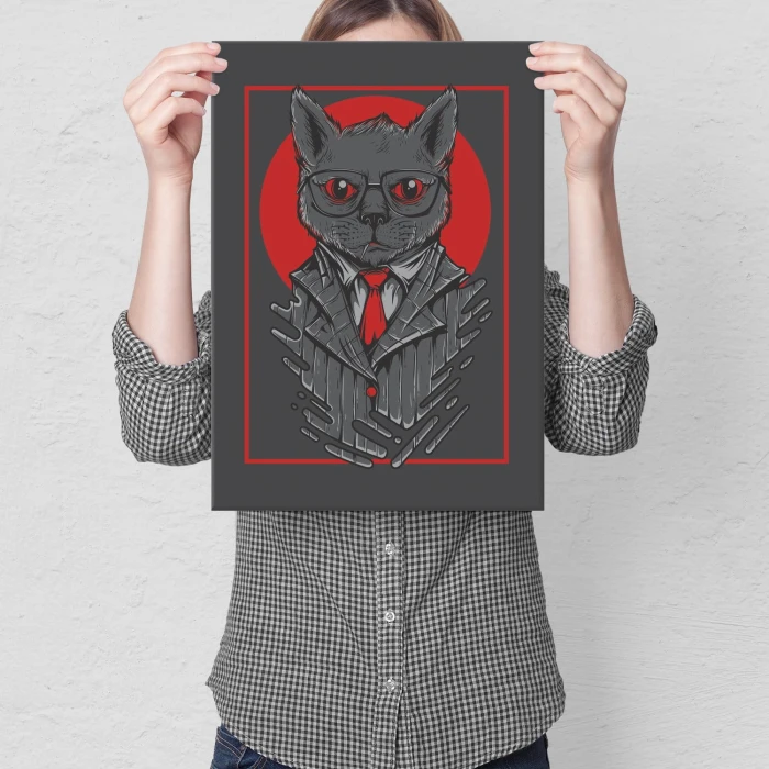 Plakat metalowy Kot z mafii Prezent