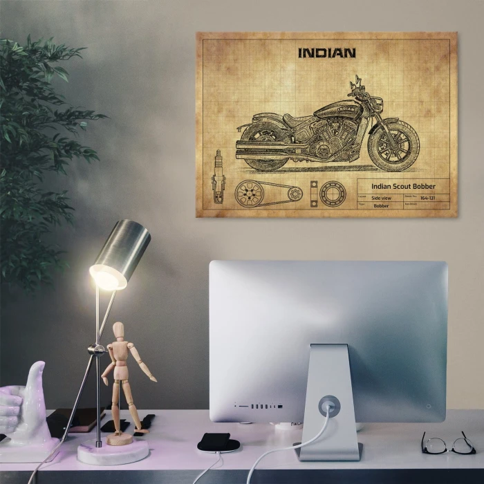 Plakat metalowy Indian Scout Bobber Prezent