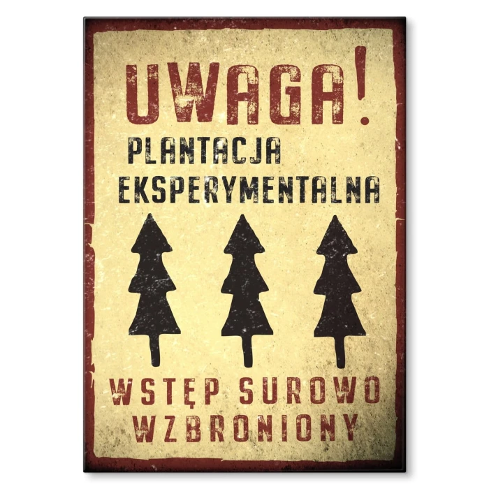 Plakat metalowy Plantacja eksperymentalna Prezent
