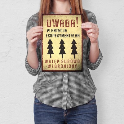 Plakat metalowy Plantacja eksperymentalna Prezent