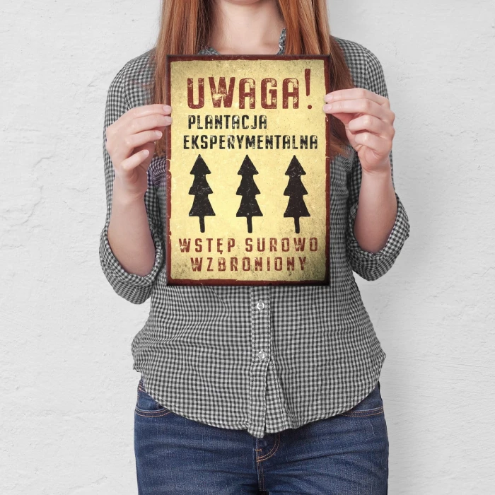 Plakat metalowy Plantacja eksperymentalna Prezent